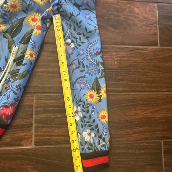 Gucci Blue Floral Bomber Sequin Jacket Flower print technical jersey - Picture 6 of 8